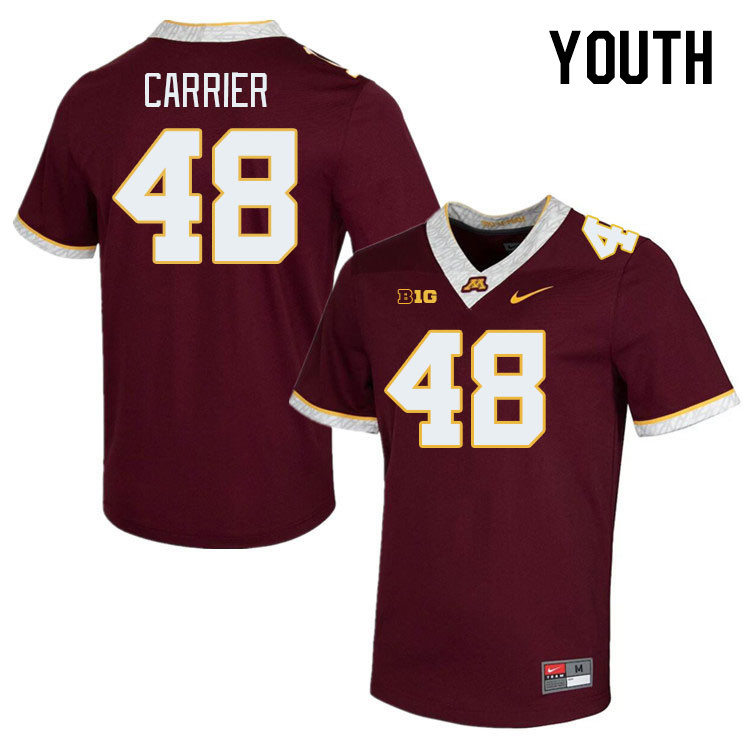 Youth #48 Mason Carrier Minnesota Golden Gophers College Football Jerseys Stitched-Maroon